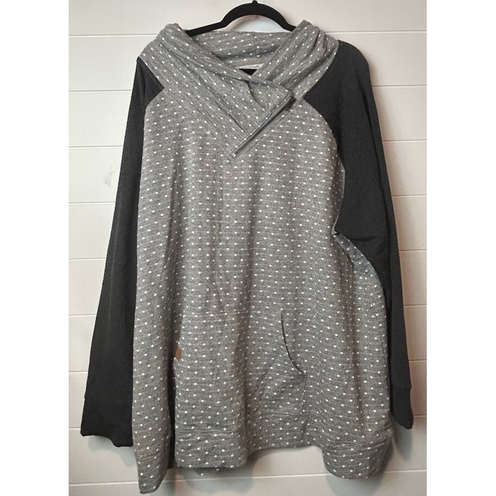 Maurices Jacket Women's 3 (24/26w) Gray Black Polka Dots Pockets Plus Size